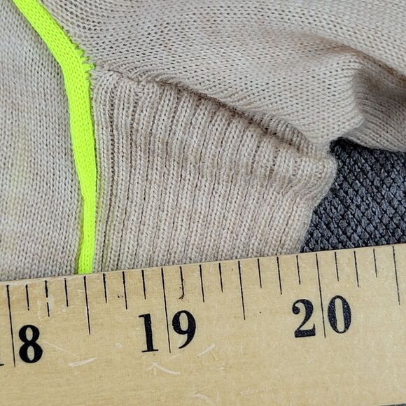J Crew XXS Tan Yellow Piping 100% Merino Wool V-neck Pullover Sweater 993 - Picture 5 of 6